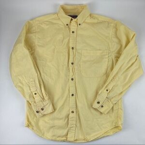 Jerzees Button Down Shirt Mens Small Yellow Long Sleeve Pocket